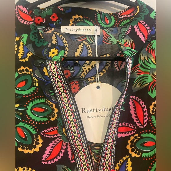 Rusttydust Bohemian Print Dress Size M NWT - Picture 11 of 11